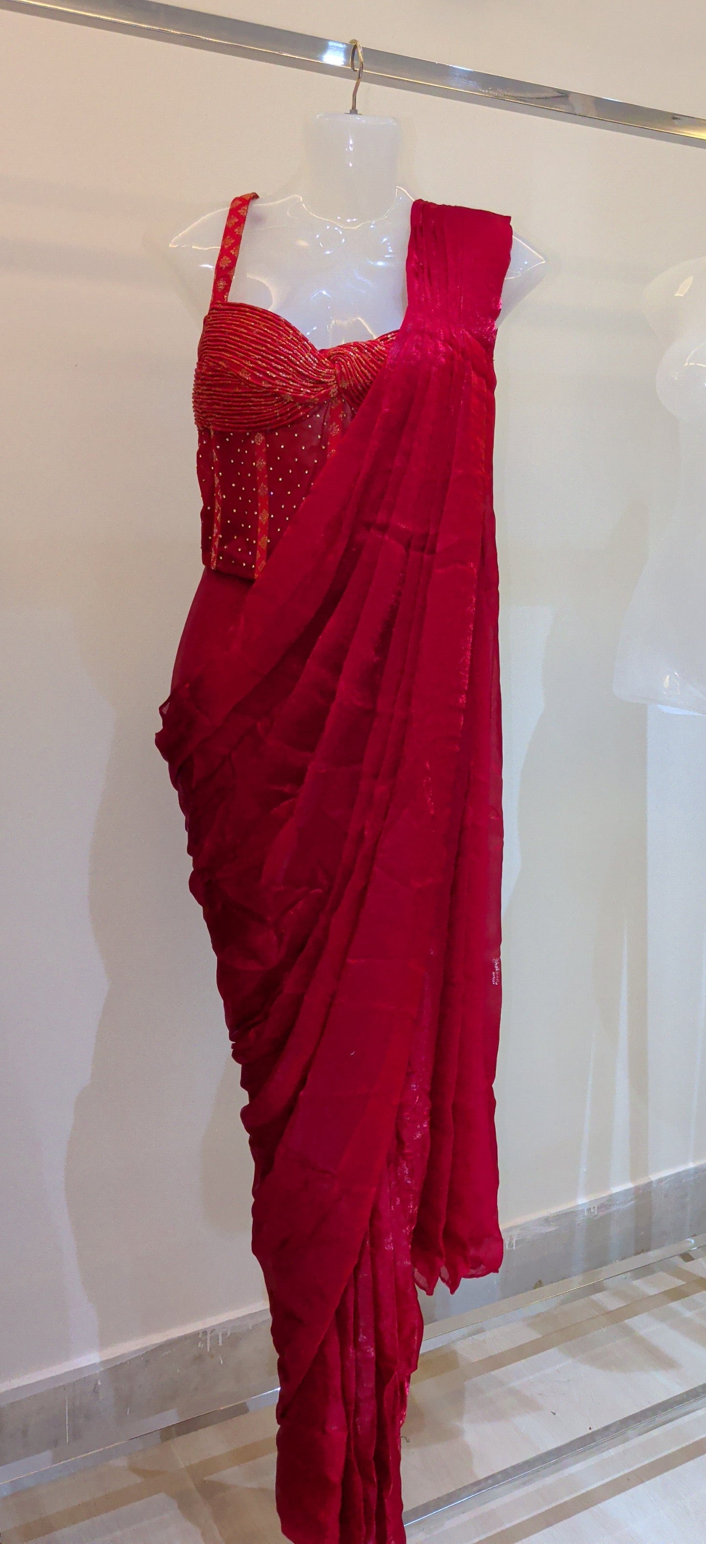 Ruby Cocktail Corset Drape (ready to wear saree)