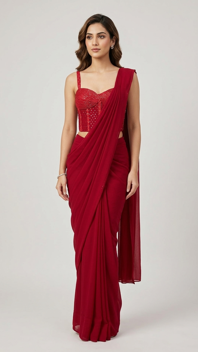 Ruby Cocktail Corset Drape (ready to wear saree)