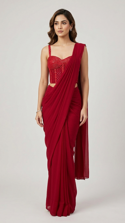 Ruby Cocktail Corset Drape (ready to wear saree)