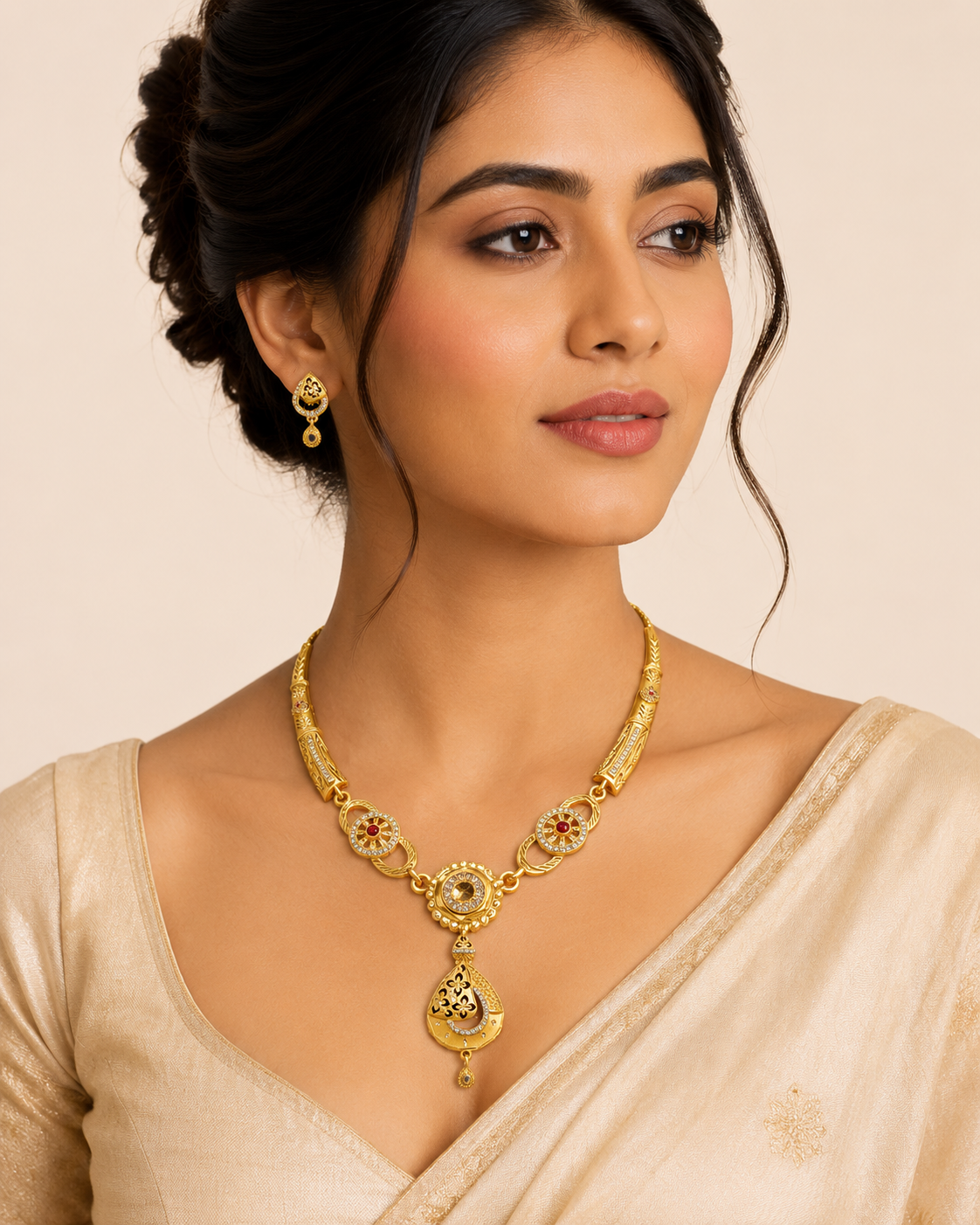 Gold Polished Imitation jewellery Set