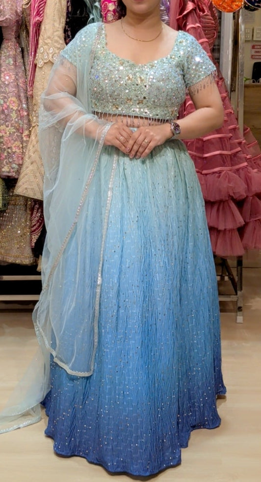 Aqua-Marine Ombre Lehenga