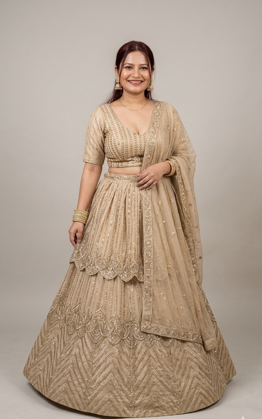 Golden Zari Chevron Lehenga