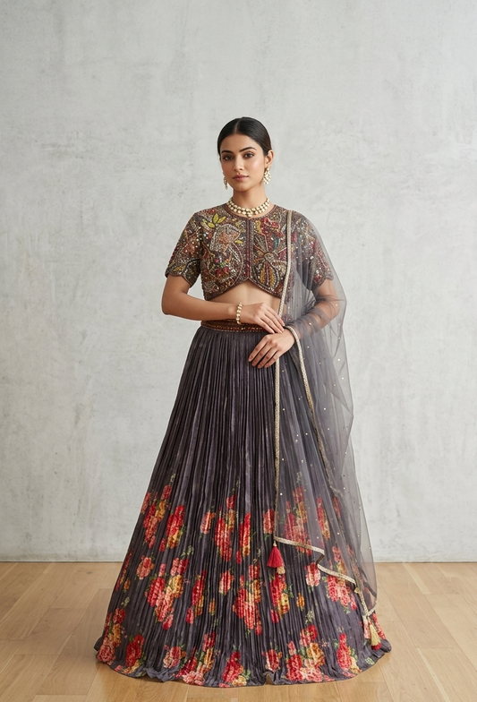 Gothique Flora Lehenga