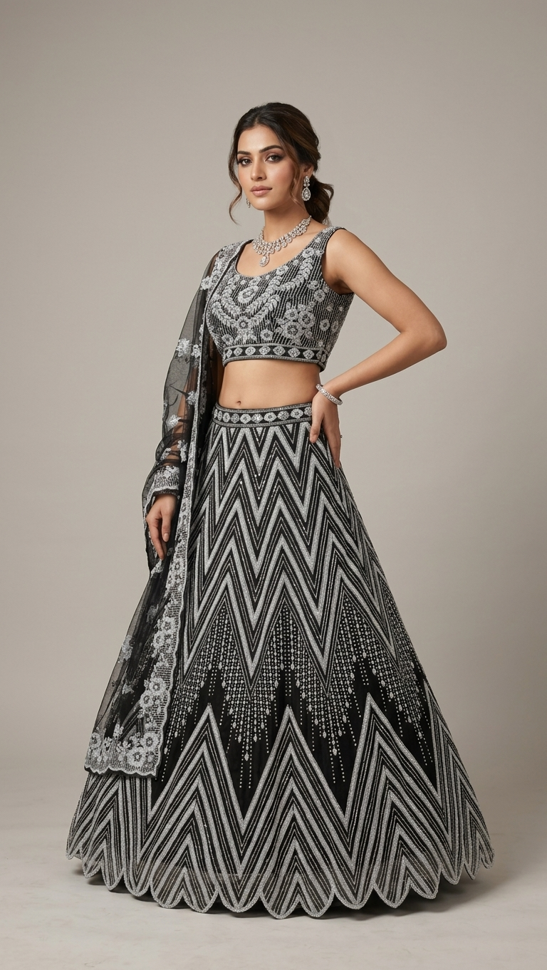 The Obsidian Glow Lehenga