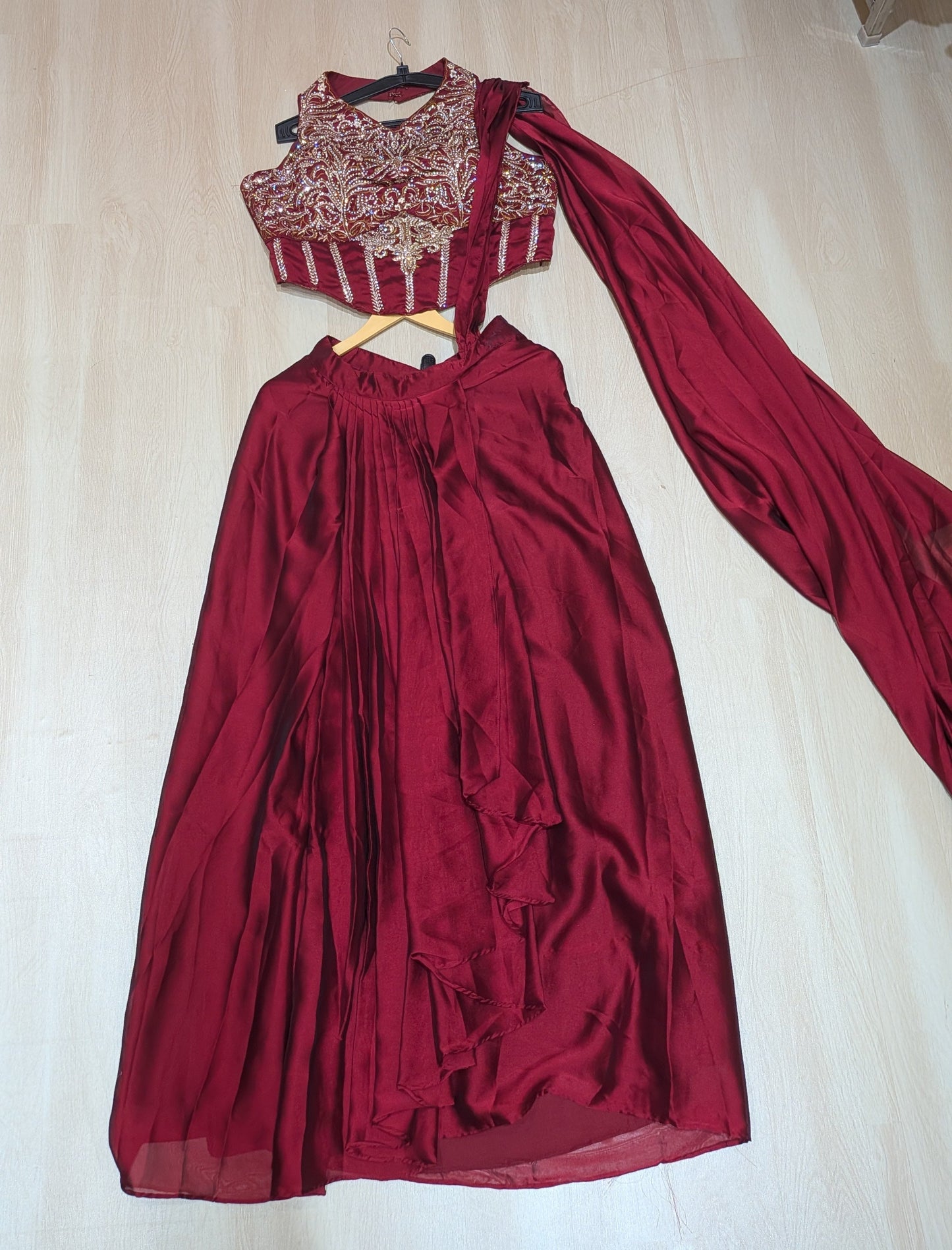 The Crimson Corset Drape Saree