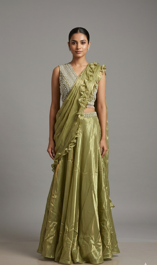 The Sage Ruffled Lehenga-Saree