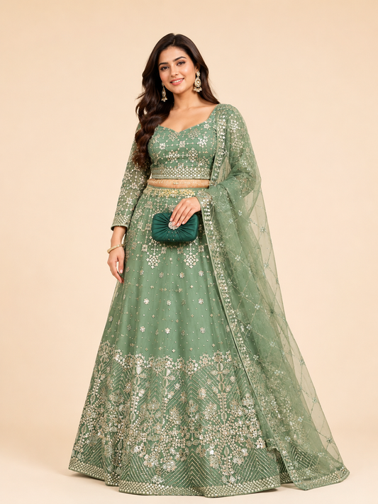 The Olive Oasis Lehenga